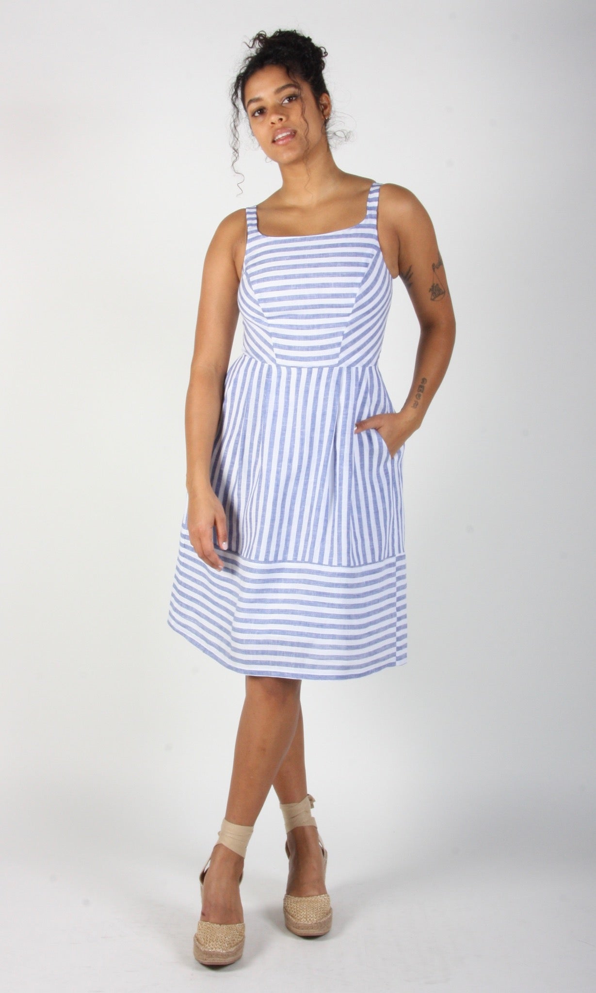 Water Pewee Dress - Royal Stripe