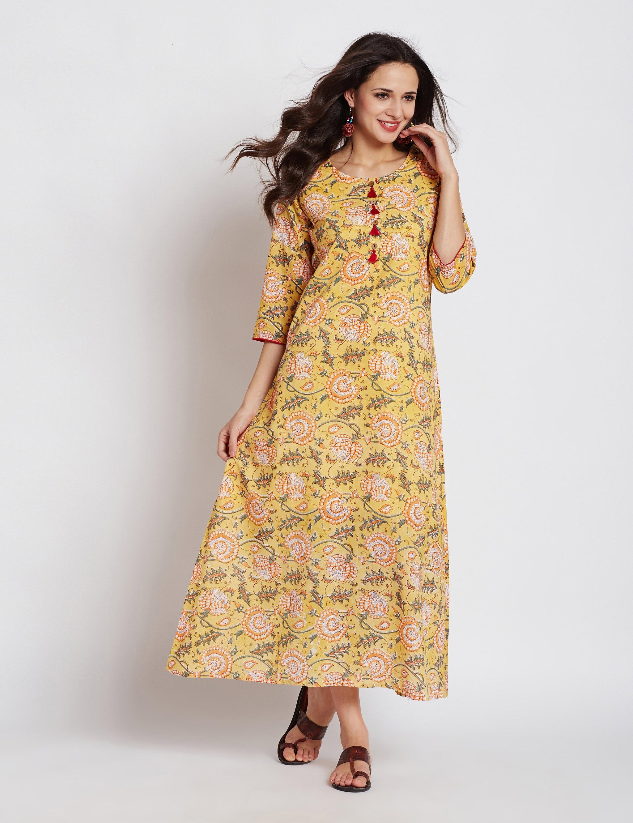 Floral Flared Dress – Navvi.in