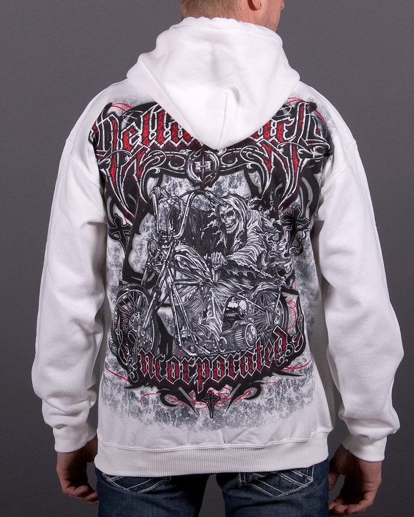 Hellanbach Hellraiser Skeleton Riding Custom Chopper Hooded Pullover ...