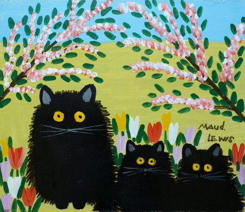 Maud Lewis, Three black cats, 1955.