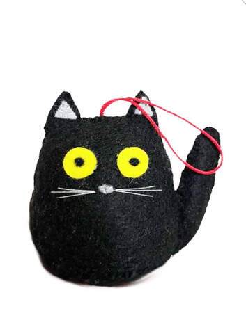 Maud Lewis Black Cat - Felt Ornament