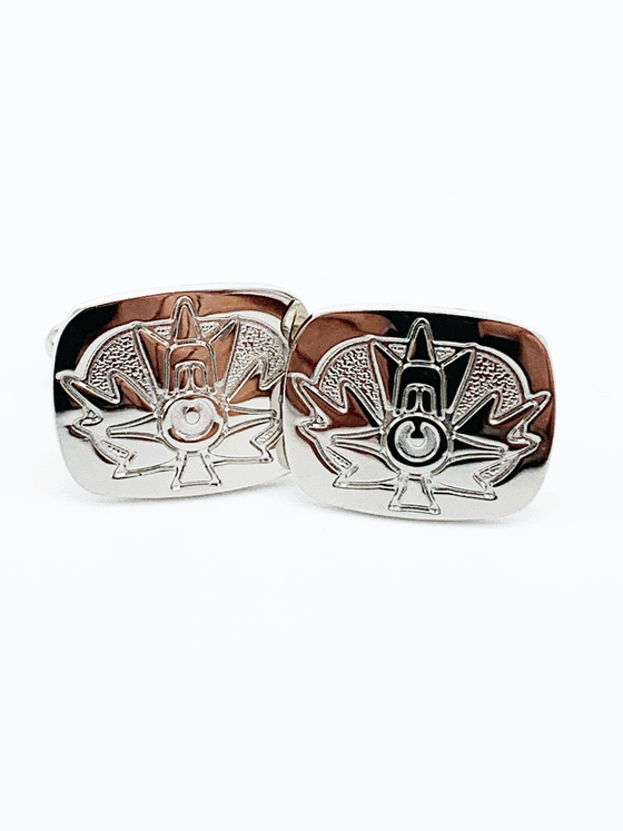 First Nations Maple Leaf Cufflinks - Silver