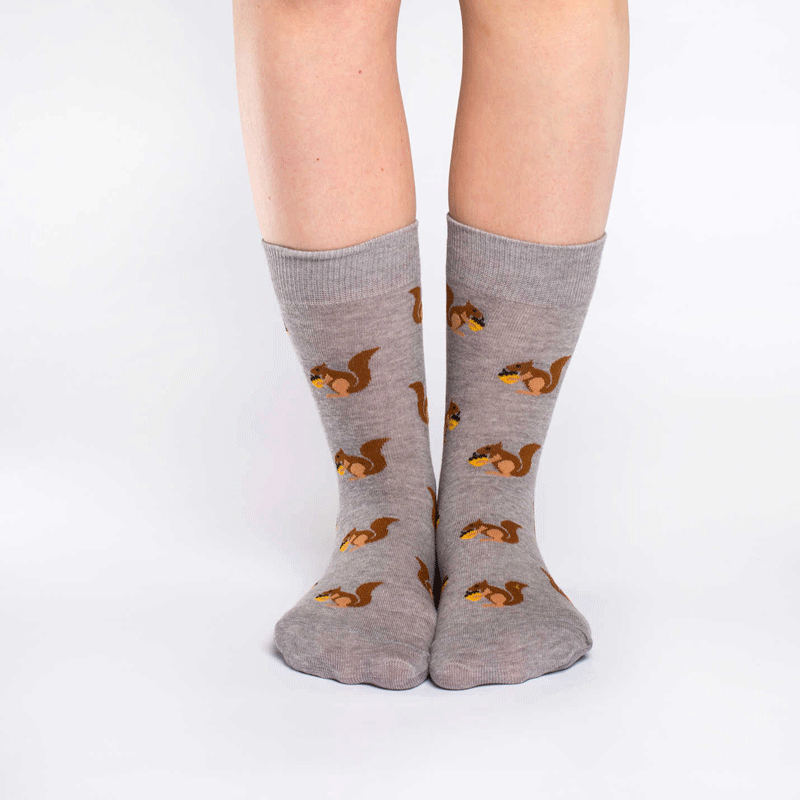Women's Squirrel Crew Socks - Made In Canada Gifts