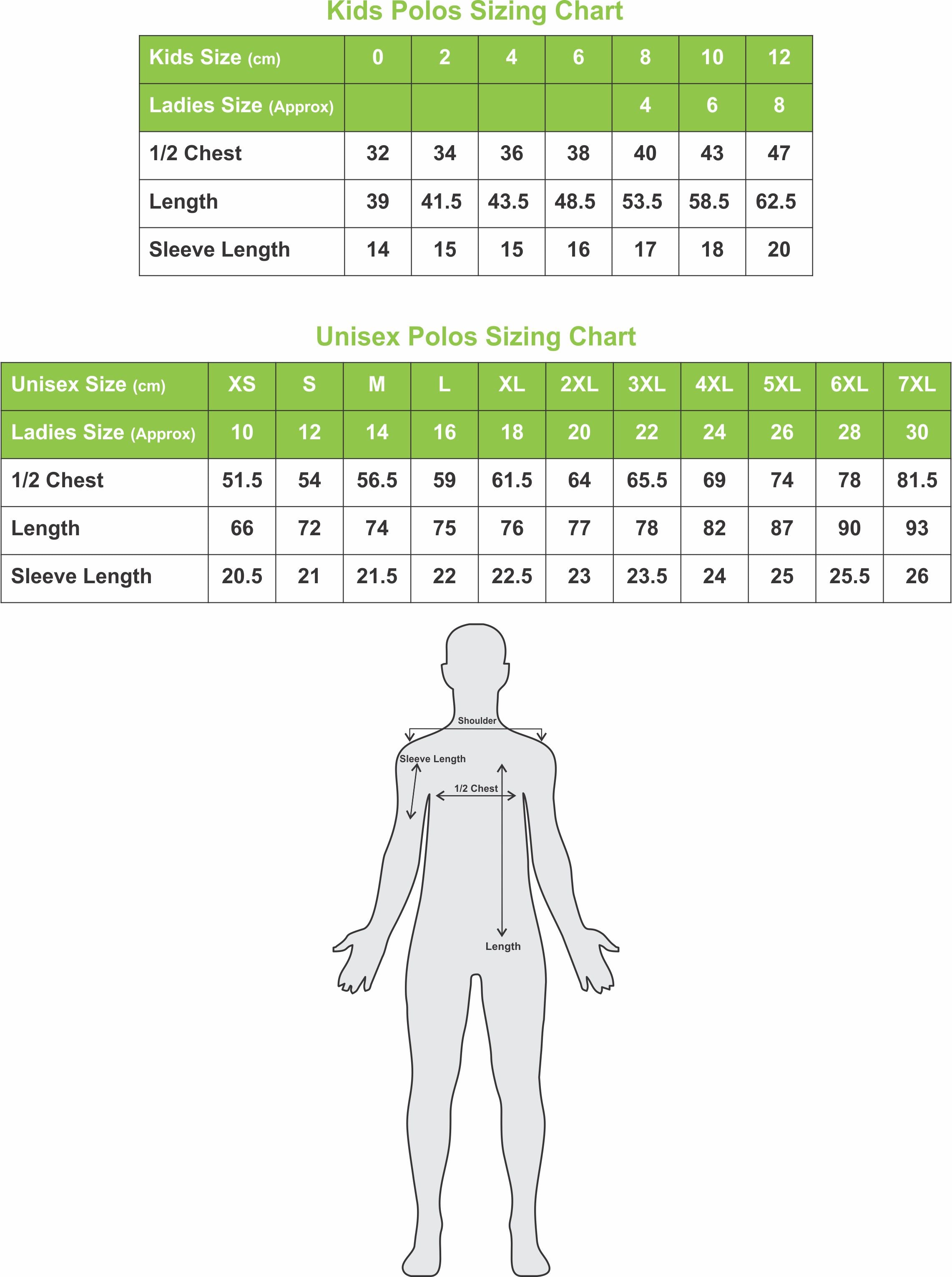 Sizing Chart - Polos - Kids/Adults – Dezigna