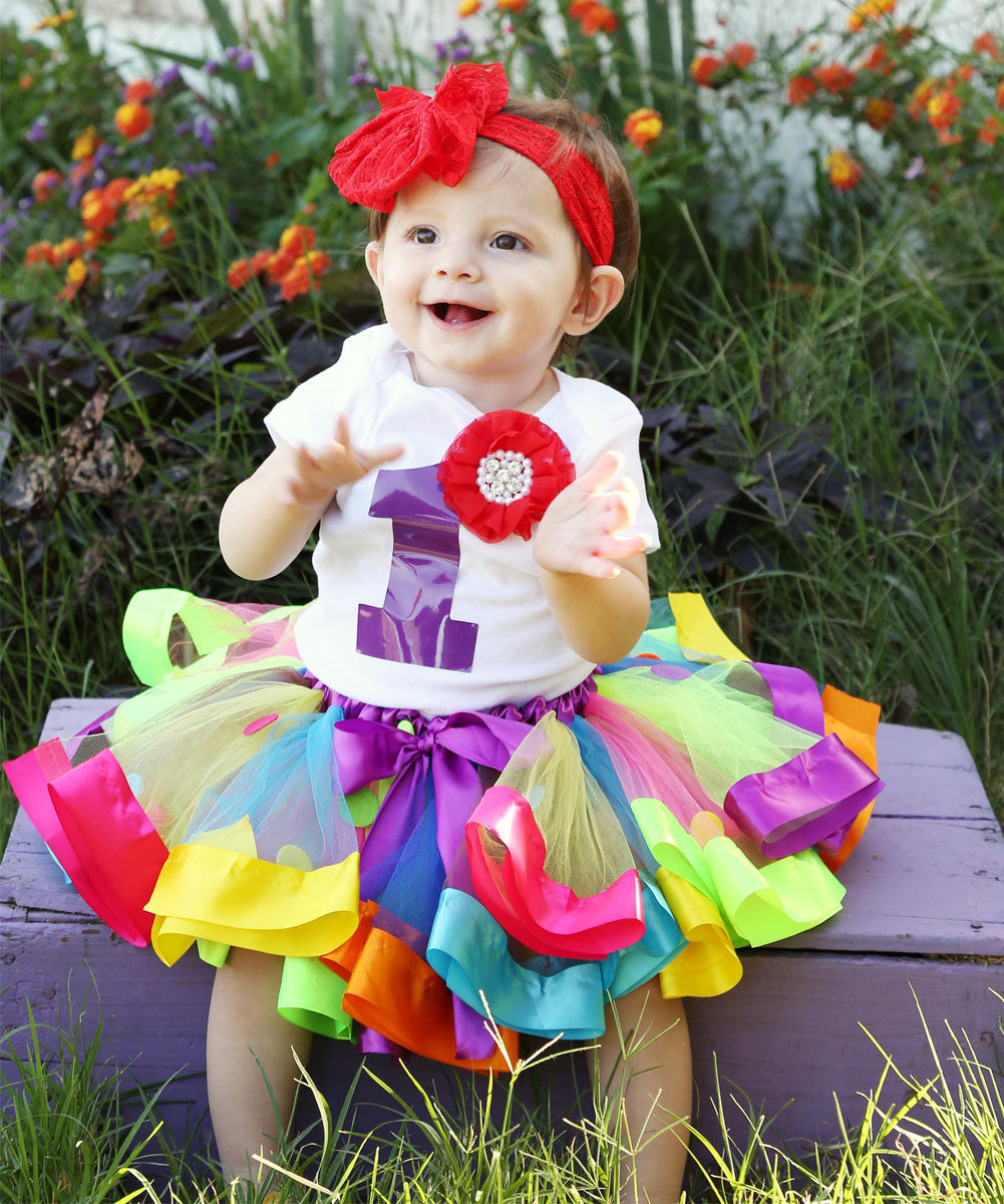 rainbow first birthday outfit girl