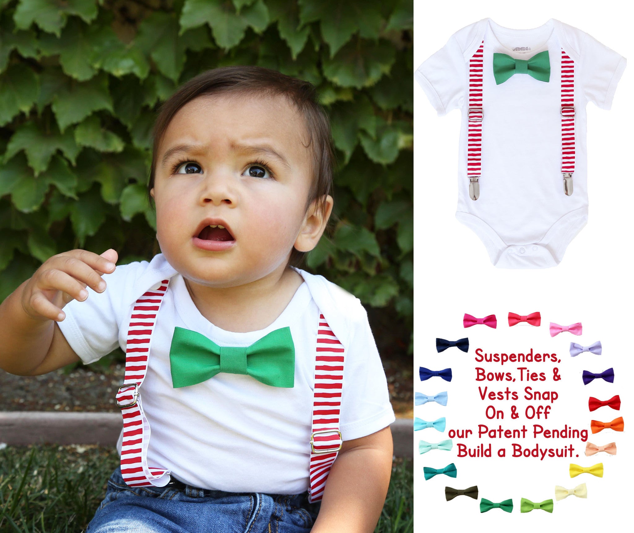 baby boy christmas outfit with suspenders