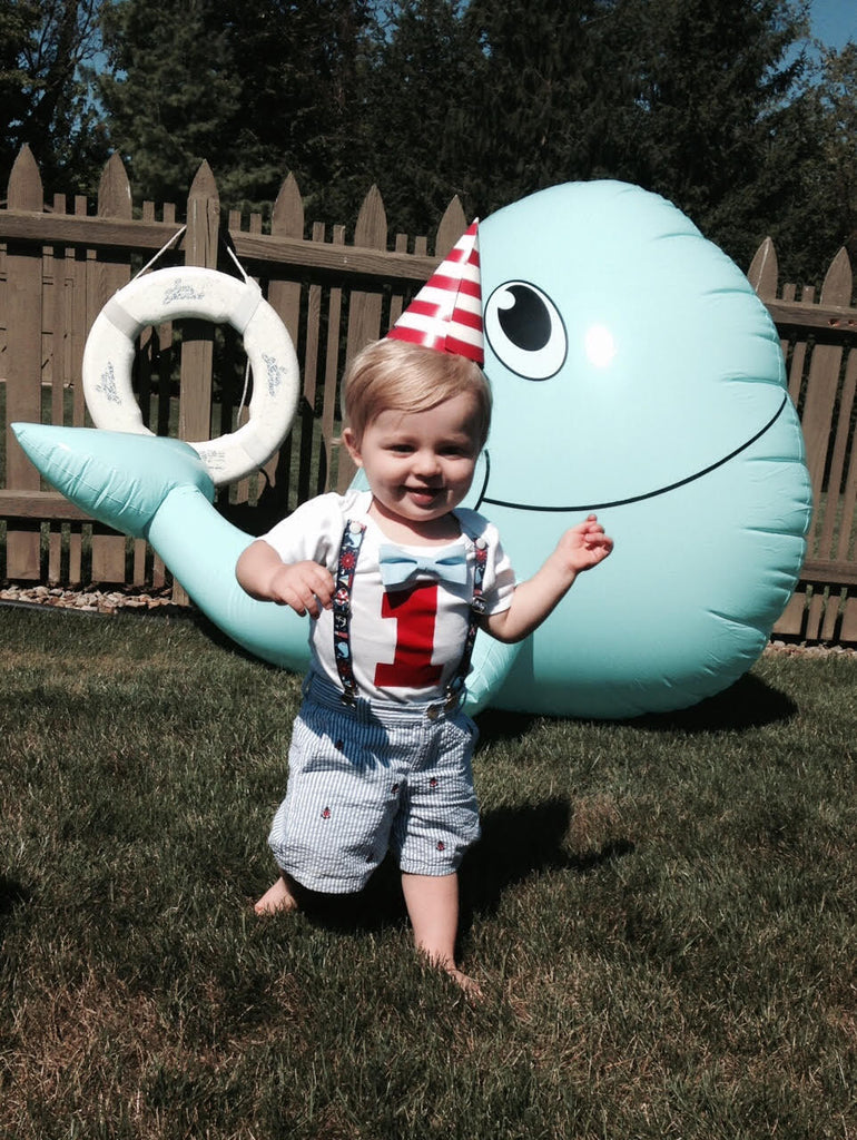 Boys First Birthday Outfit Nautical Theme Sailboats Whales