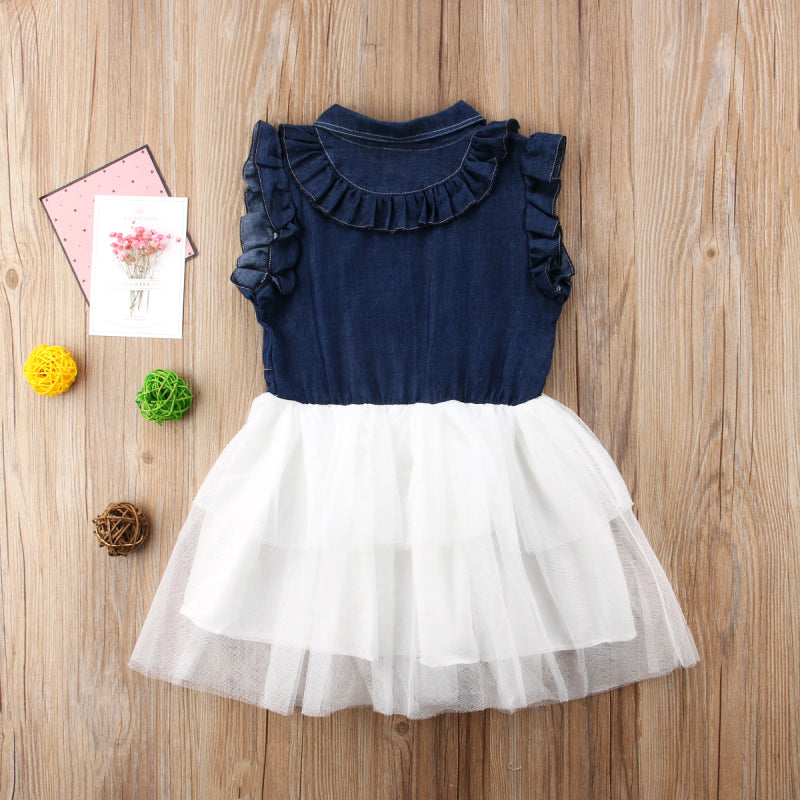 girls denim and lace dress