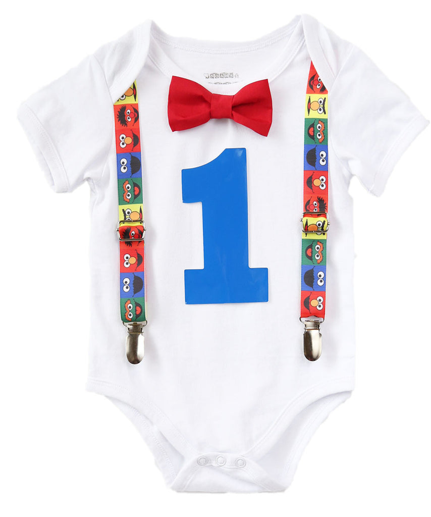 Sesame Street First Birthday Outfit Baby Boy Elmo Cookie Monster – Noah