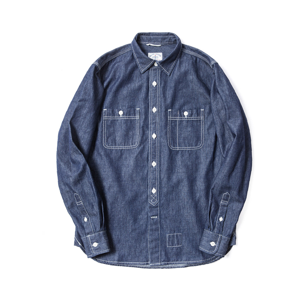 Old Textile Cotton Denim Worker Shirt in Indigo Blue – Island Scouts ...