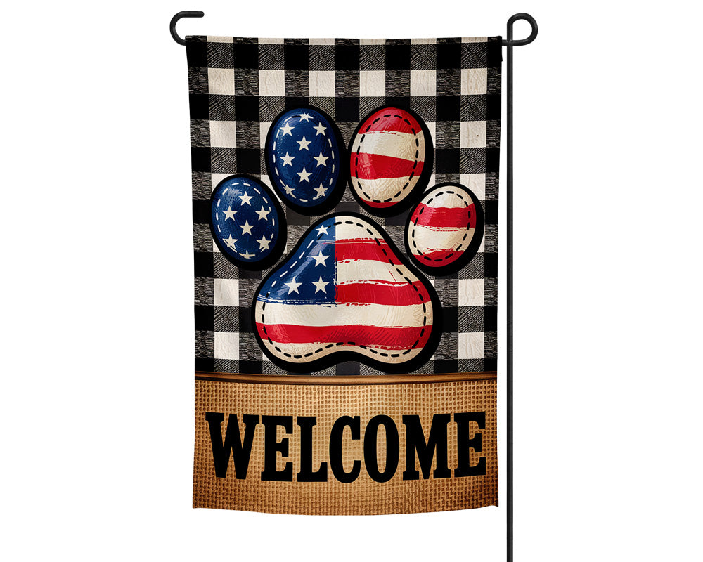 4TH of July Paw Print Garden Flag