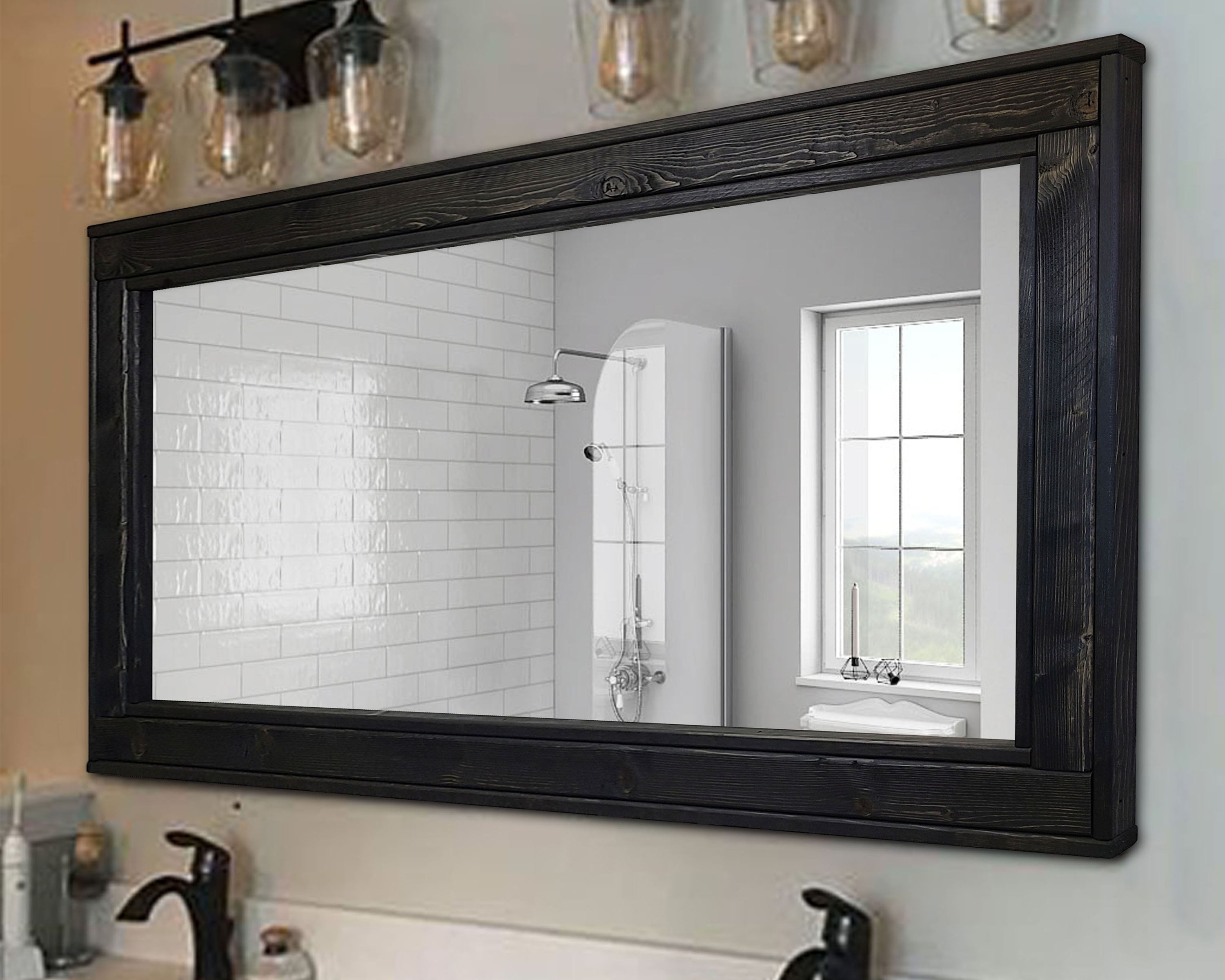 Herringbone Reclaimed Wood Framed Mirror, Custom Sizes & 20 Colors ...