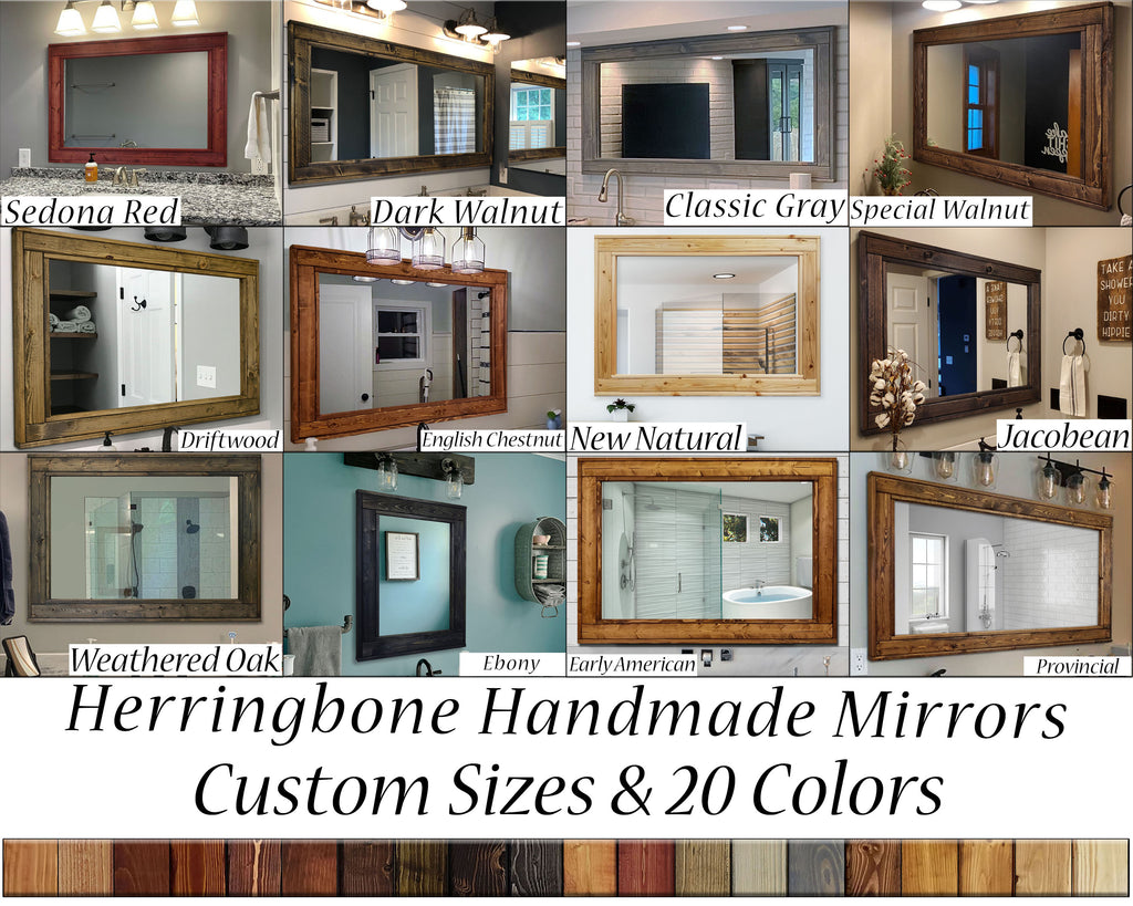 Herringbone Square Framed Mirror, Handmade in the USA
