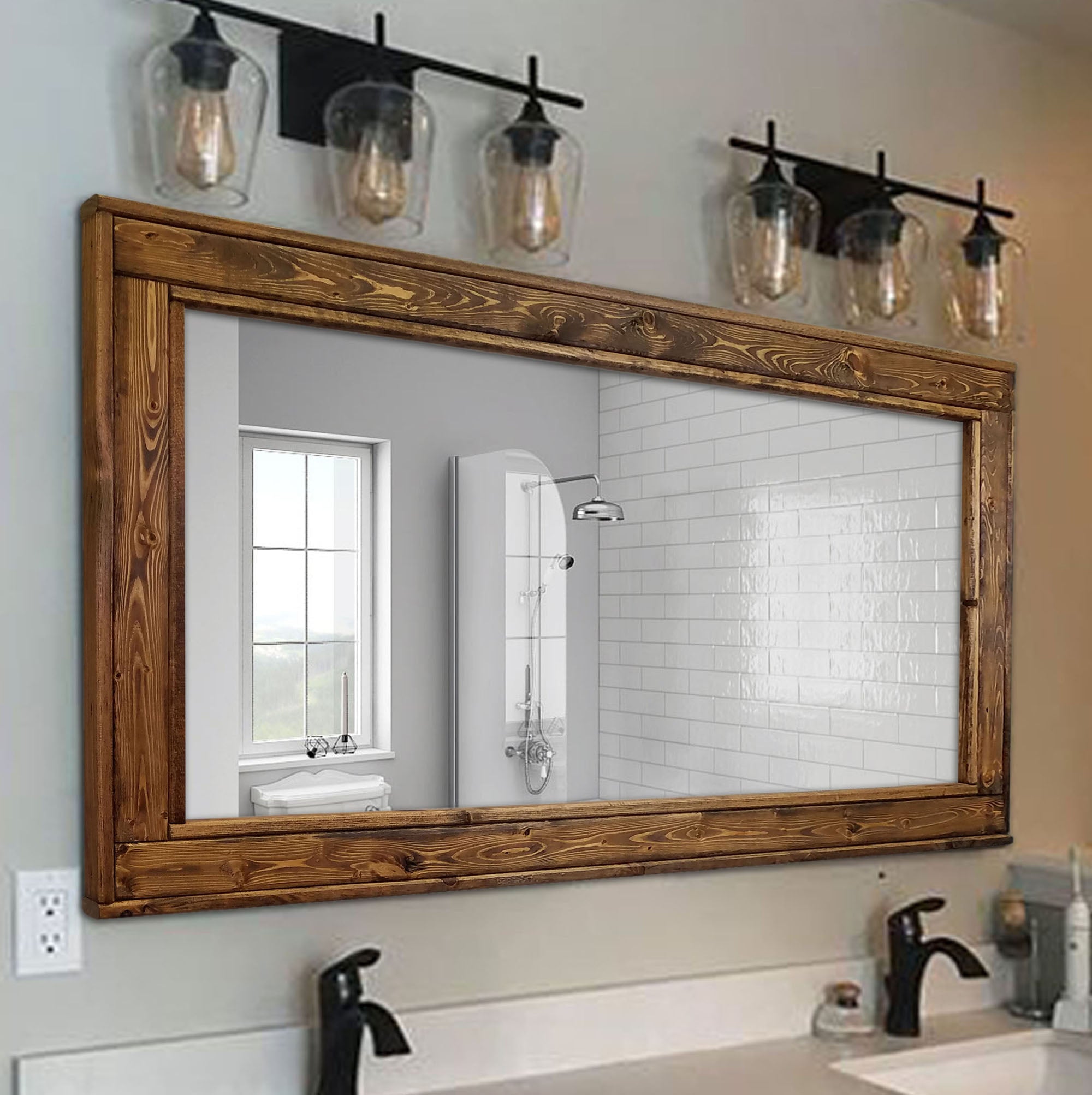 Herringbone Reclaimed Styled Wood Mirror, Handmade in the USA – Renewed ...