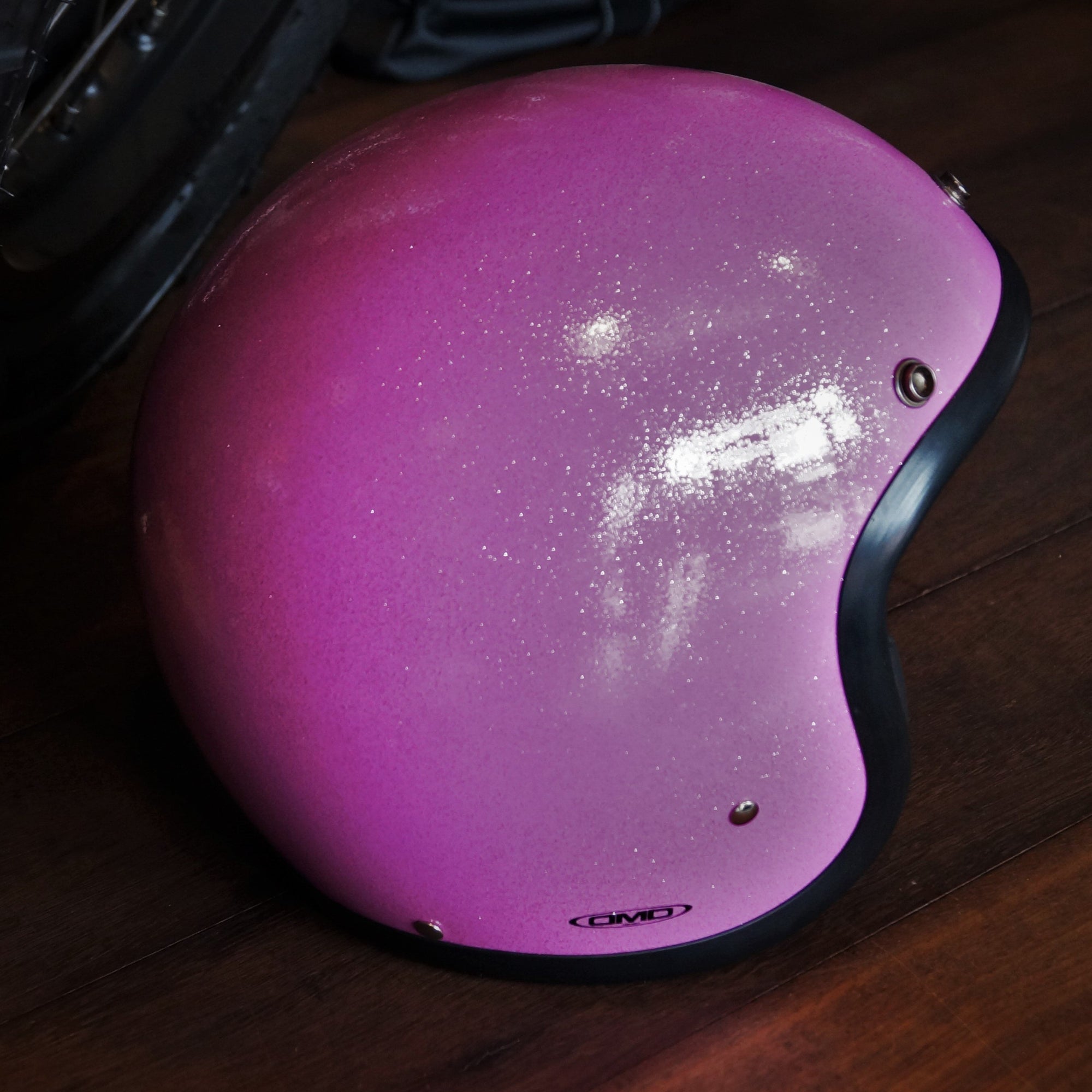 purple glitter motorcycle helmet