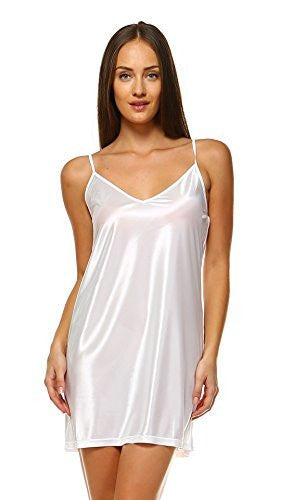 V Neck Basic Satin Full Slip with Adjustable Straps - Shop Lev