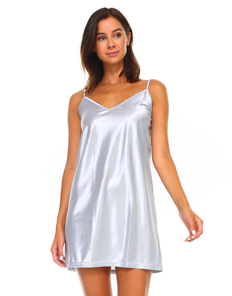 V Neck Basic Satin Full Slip with Adjustable Straps - Shop Lev