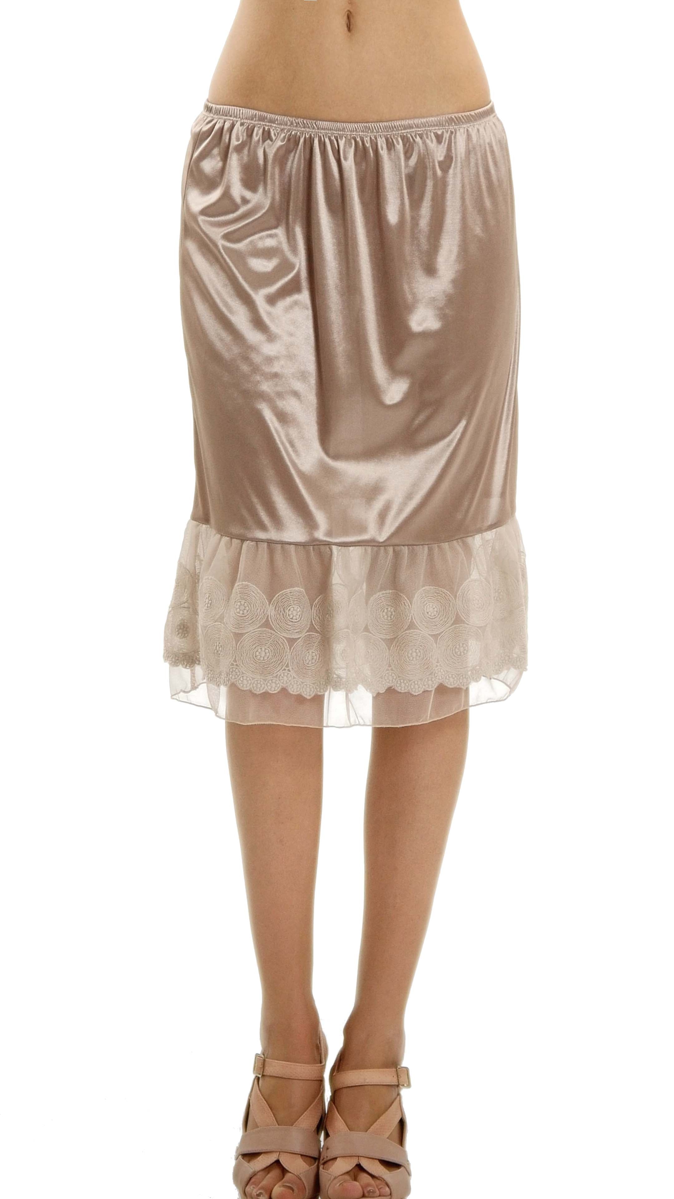 Women Circle Lace Satin Half Slip Skirt Extender Ebay