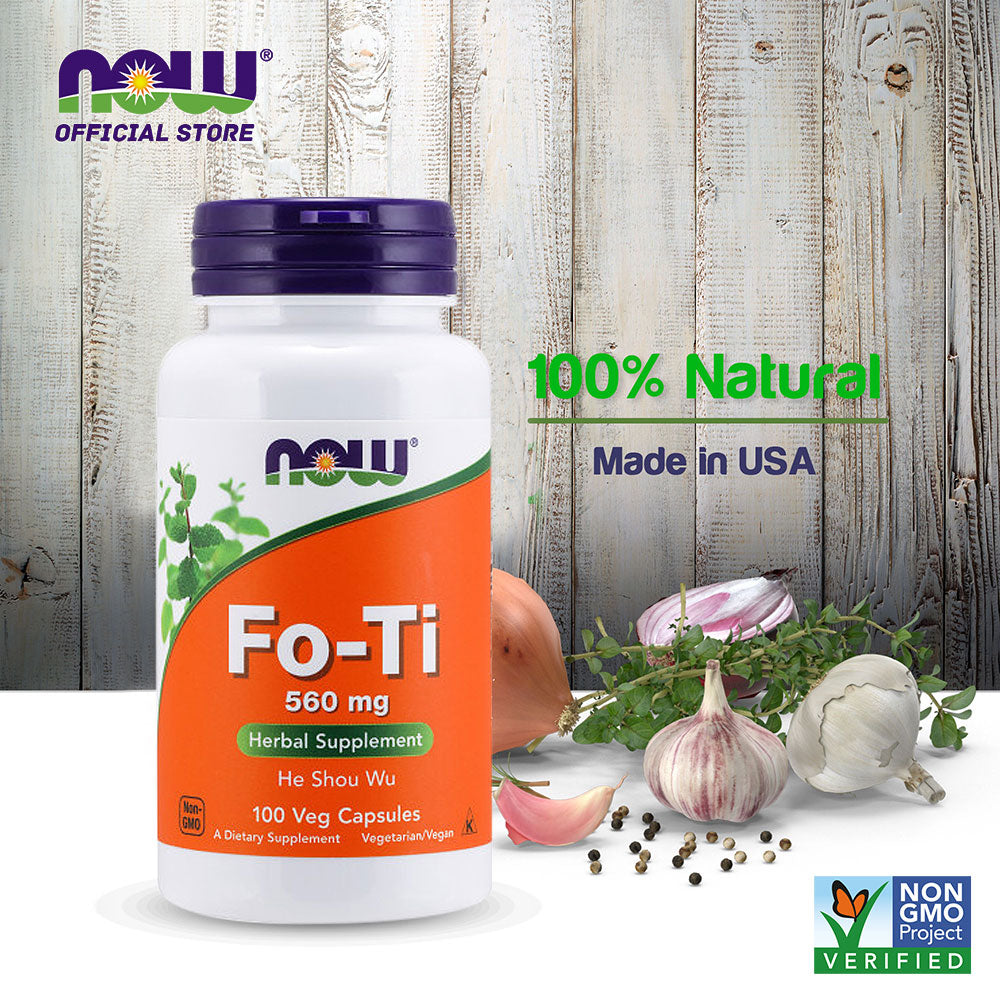 NOW Supplements, Fo-Ti (Polygonum multiflorum) 560 mg, Ho Shou Wu, Herbal Supplement, 100 Veg Capsules - Bloom Concept