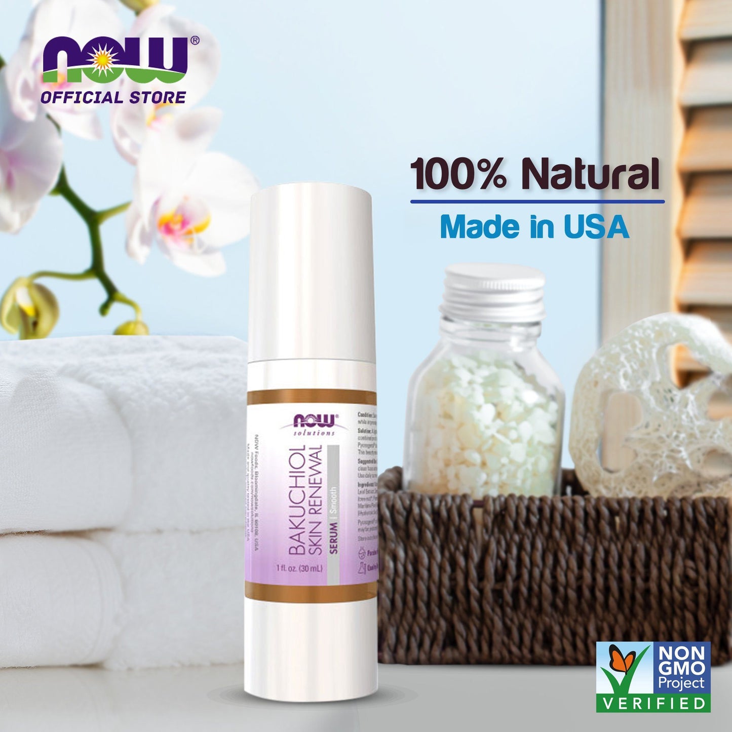 Now Foods, Solutions, Bakuchiol Skin Renewal Serum, 1 fl oz (30 ml) - Bloom Concept
