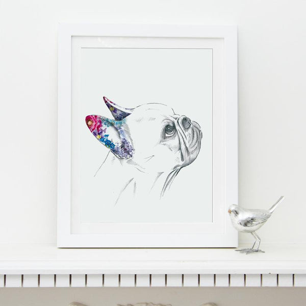 French Bulldog floral print