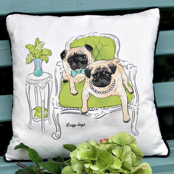 Pug inspired dog cushion