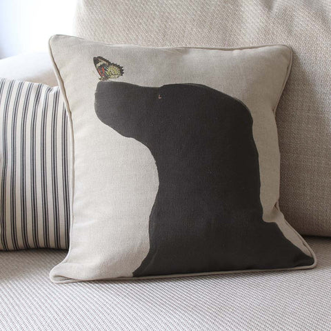 black Labrador cushion