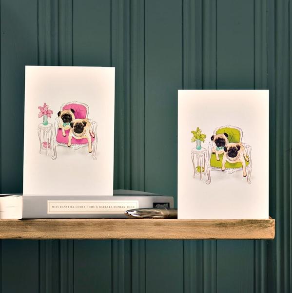 Note cards featuring Pugs