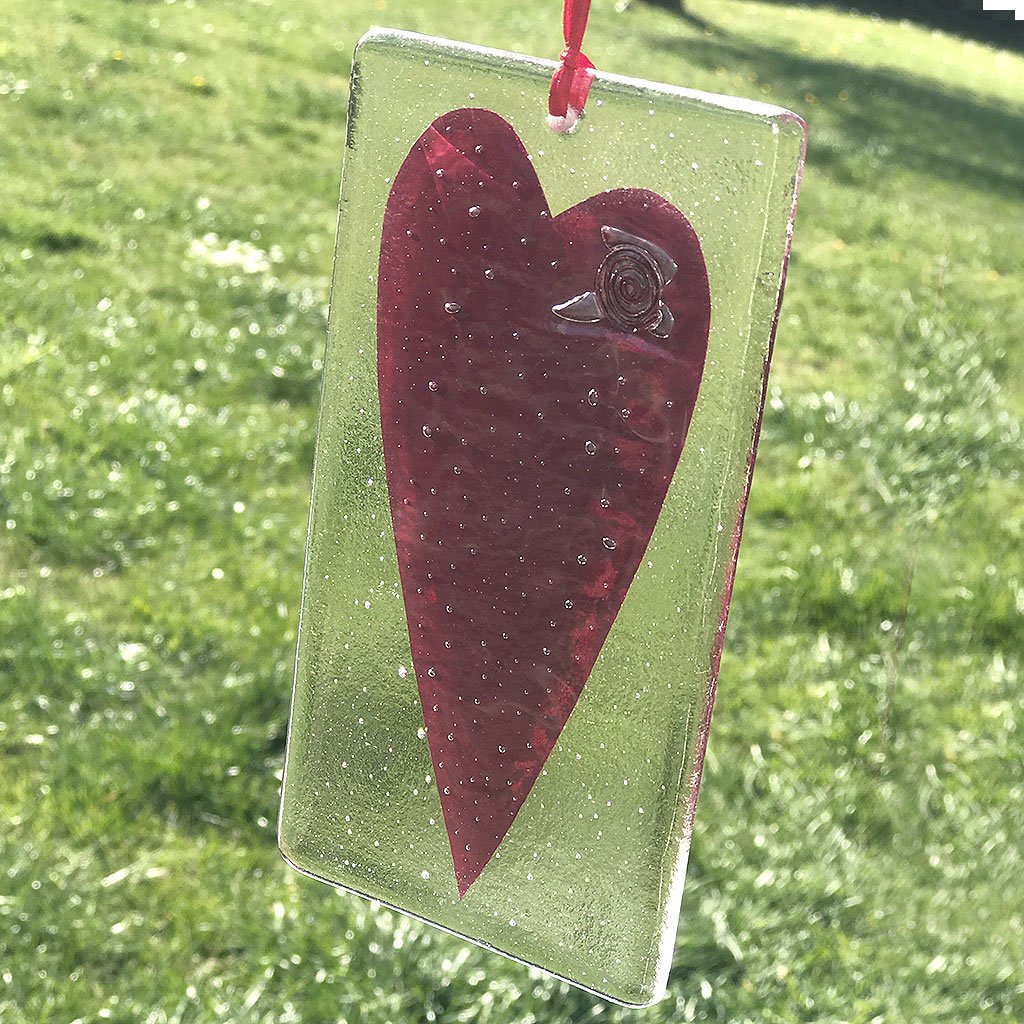 Handmade Heart Fused Glass Hanging