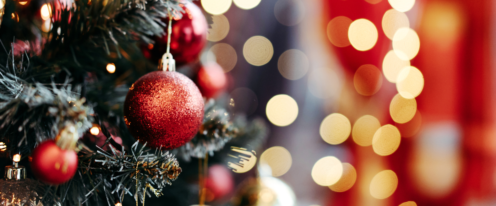 A close-up of a decorated Christmas tree