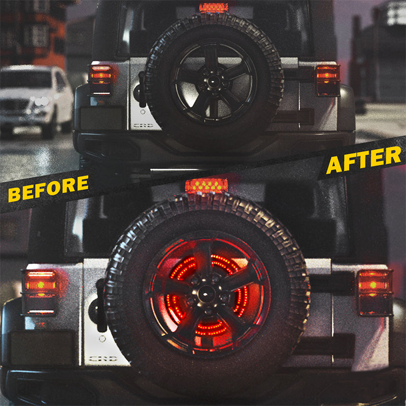 Crawlertec 14" Cyclone Series Dual Spare Tire LED Brake Light For 2007-2018 Jeep Wrangler JK & 2018+ JL