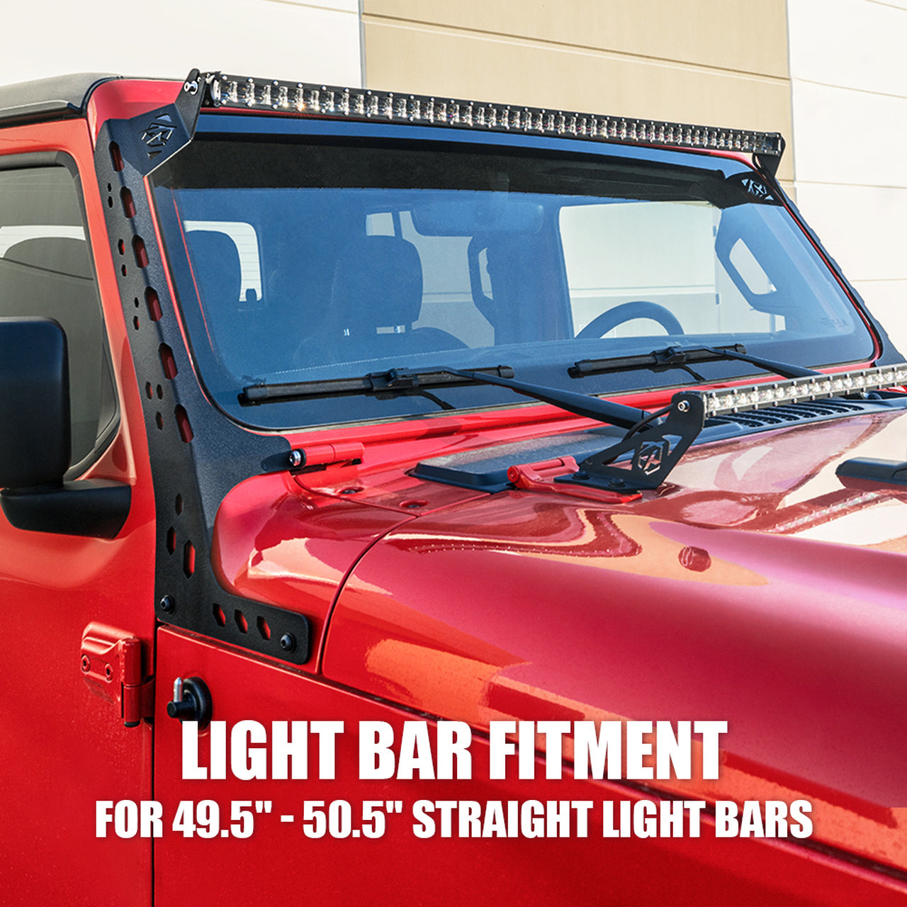 Crawlertec Prevail Series Front Windshield 50" Light Bar Mounting Brackets For 2018+ Jeep Wrangler JL & Gladiator JT