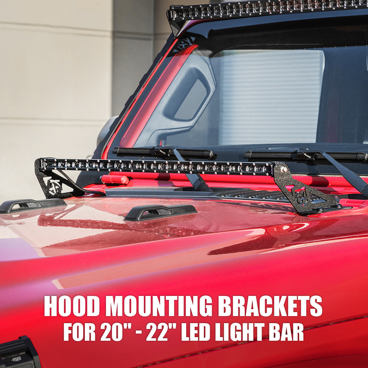 Crawlertec Prevail Series Hood Mounting Brackets for 30" to 32" LED Light Bars For 2018+ Jeep Wrangler JL & Gladiator JT