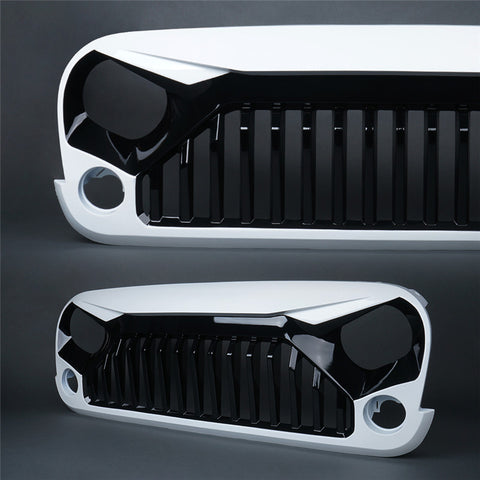 Crawlertec Gladiator Vader Front Painted Black White Grille for 2007-2018 Jeep Wrangler