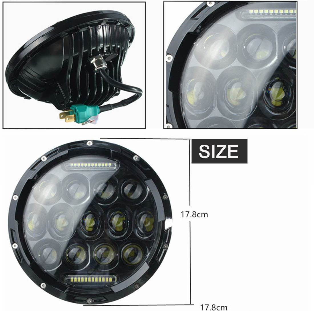 Crawlertec Honey Comb 7" 75W Cree LED Headlight DRL Hi/Lo Beam For 1997+ Jeep Wrangler