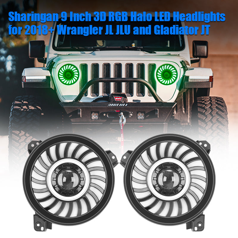 Sharingan RGB Halo Headlights for Jeep Wrangler JL JLU and Jeep Gladiator JT