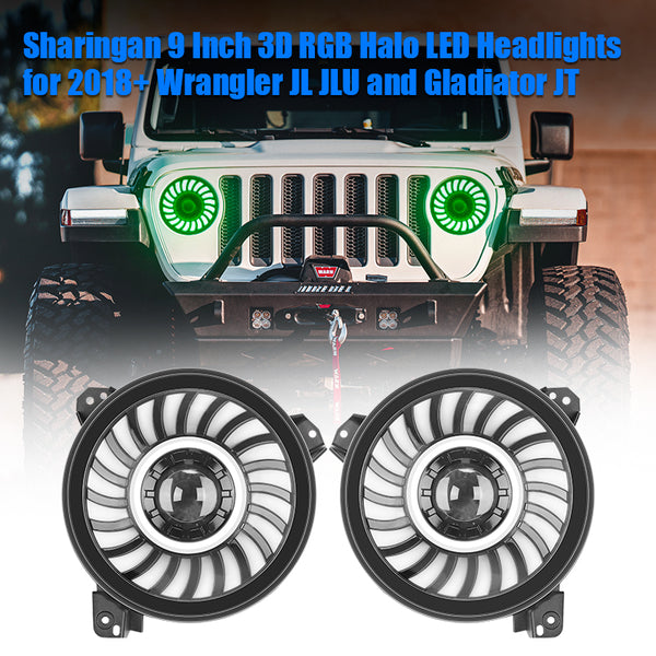 Jeep Gladiator LED Headlights With RGB-W Halo And 3D Lens