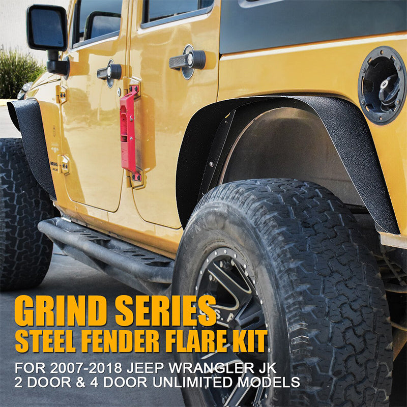 Crawlertec Grind Series Steel Fender Flare Kit for 07-18 Jeep Wrangler JK