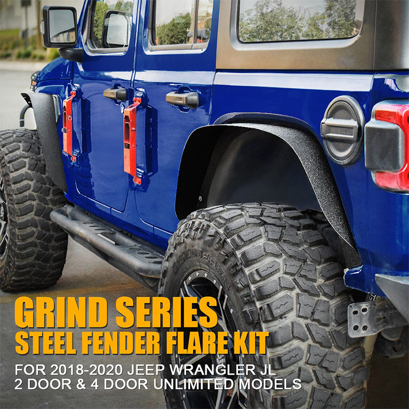 Crawlertec Grind Series Steel Fender Flare Kit for 2018+ Jeep Wrangler JL