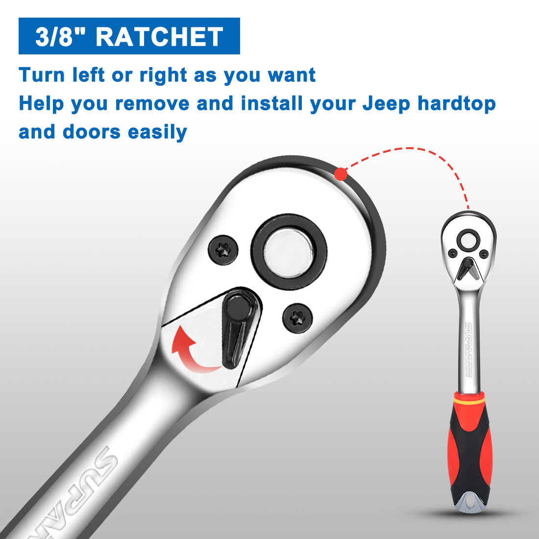 Crawlertec Universal Socket Wrench Kit Hardtop Door Removal Torx Tool Sets for 1997-2020 Jeep Wrangler TJ CJ LJ JK JKU JL JT Rubicon Sahara Sports