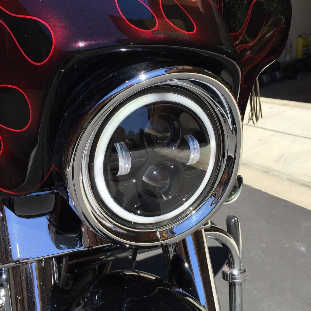 Indian Motorcycle LED Headlight With White Halo and Turn Signal