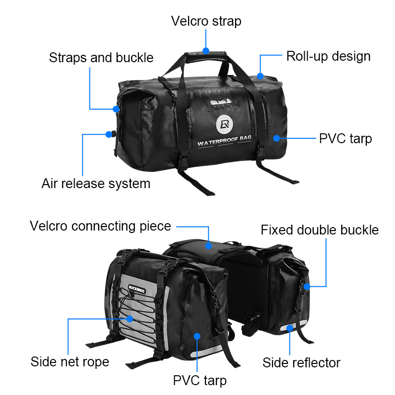 Waterproof Motorcycle Saddlebags & Tail Bag Combo