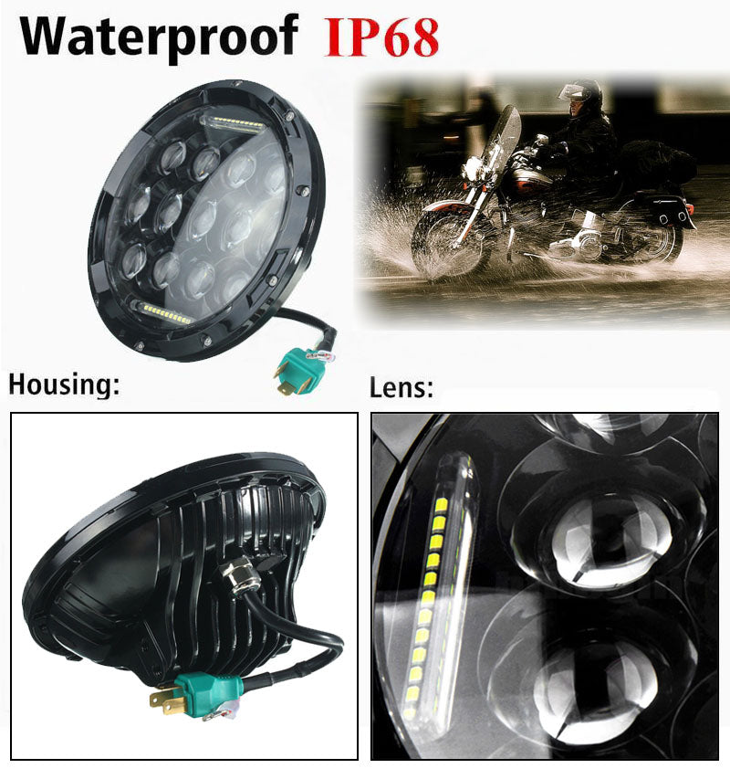 7" 75W LED Headlight Assembly + 4.5" 30W LED Passing Lights for Indian Motorcycles