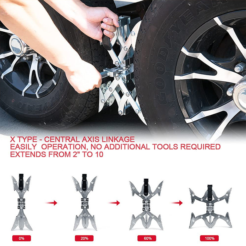 X-Type Wheel Chock Stabilizer with Built-in Wrench and Anti-Theft Locks - Pair