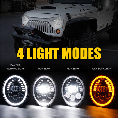 Crawlertec 7" Prism Series 85W LED Headlights With DRL For 1997+ Jeep Wrangler JK/TJ/CJ/LJ/JL & Gladiator JT