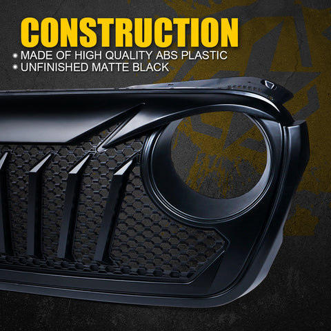 Crawlertec Diamondback Series Black Grille for 2018-Later Jeep Wrangler JL And Jeep Gladiator JT