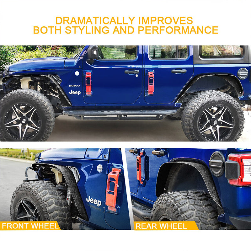 Crawlertec Grind Series Steel Fender Flare Kit for 2018+ Jeep Wrangler JL