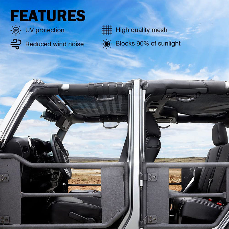 Top Mesh Sun Shade for 2018+ Jeep Wrangler JLU 4 Door