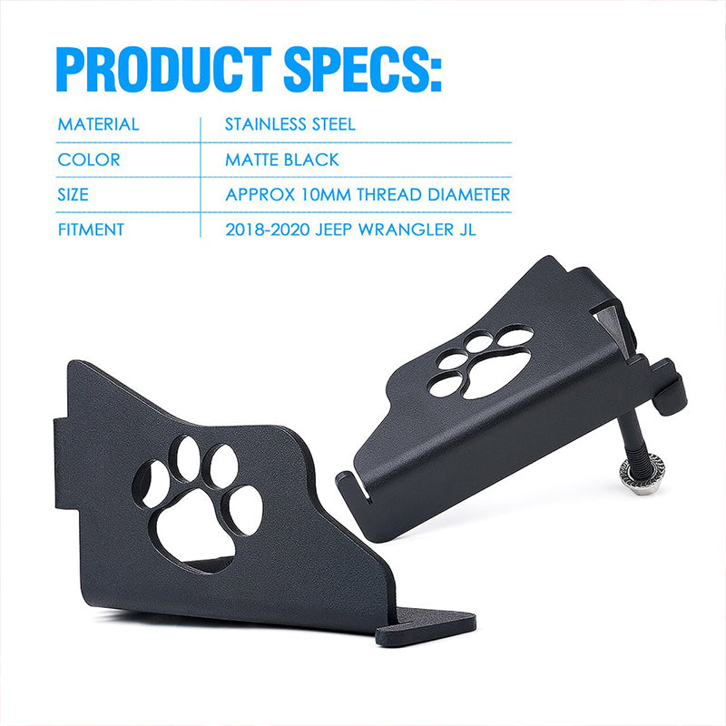 Crawlertec Front Foot Pegs with Paw Print for 2018+ Jeep Wrangler JL