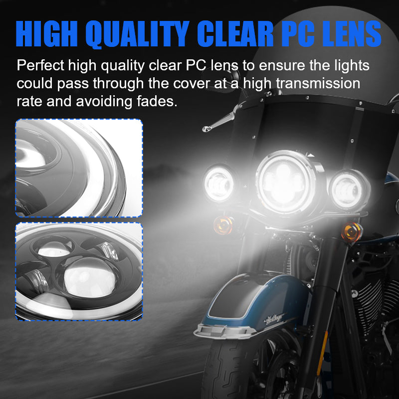 7 inch headlight+fog lights for Harley